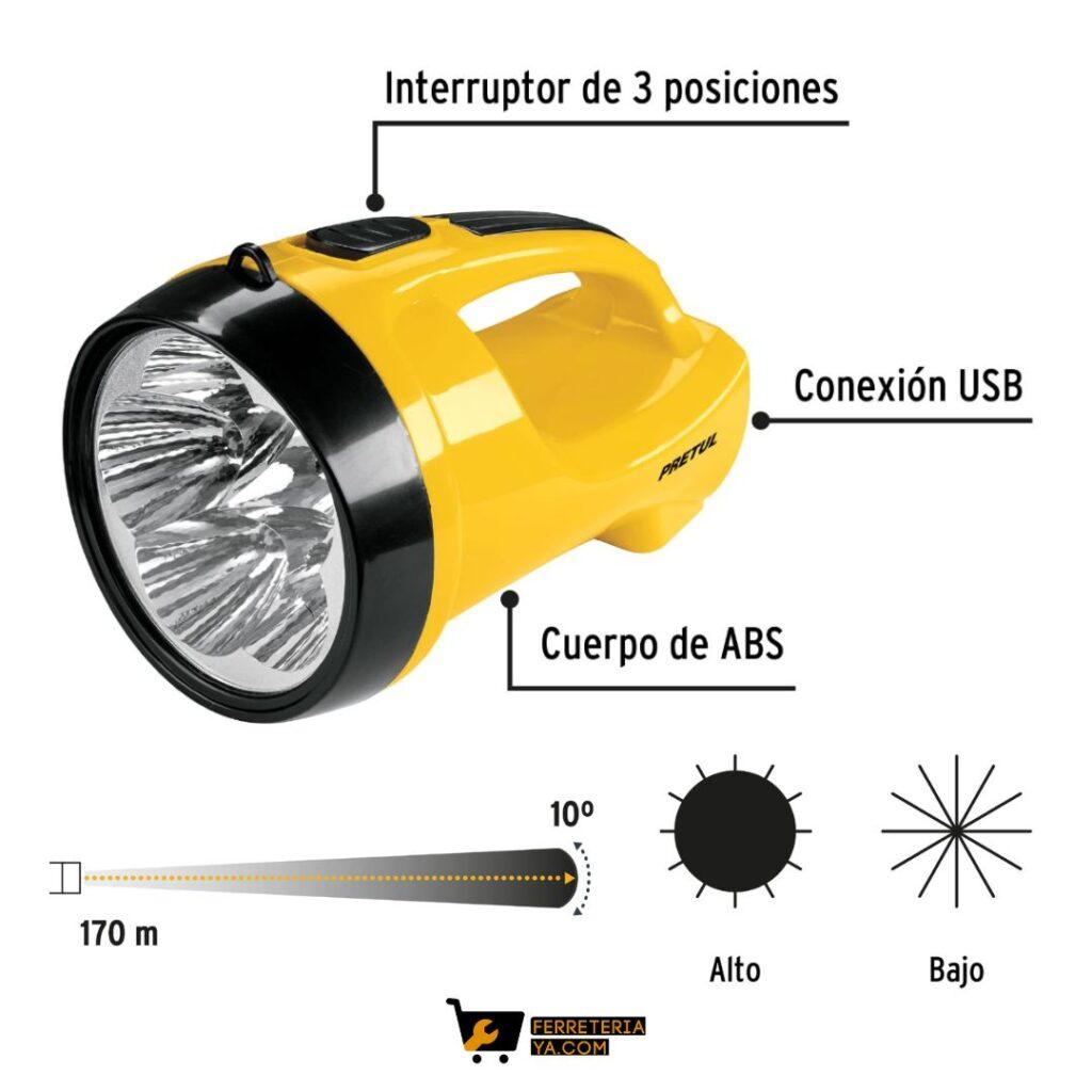 Linterna Led Recargable Pretul 200 Lumenes 24091 Ferreteria En Galerias