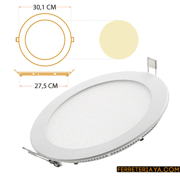 Panel Led Redondo Incrustar 24W Luz Calida 3.500k
