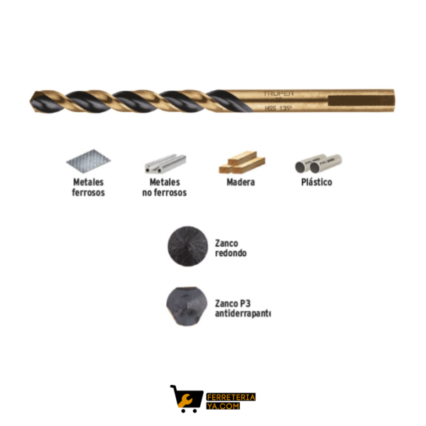Broca Acero 3/16 x 4" Truper -11126