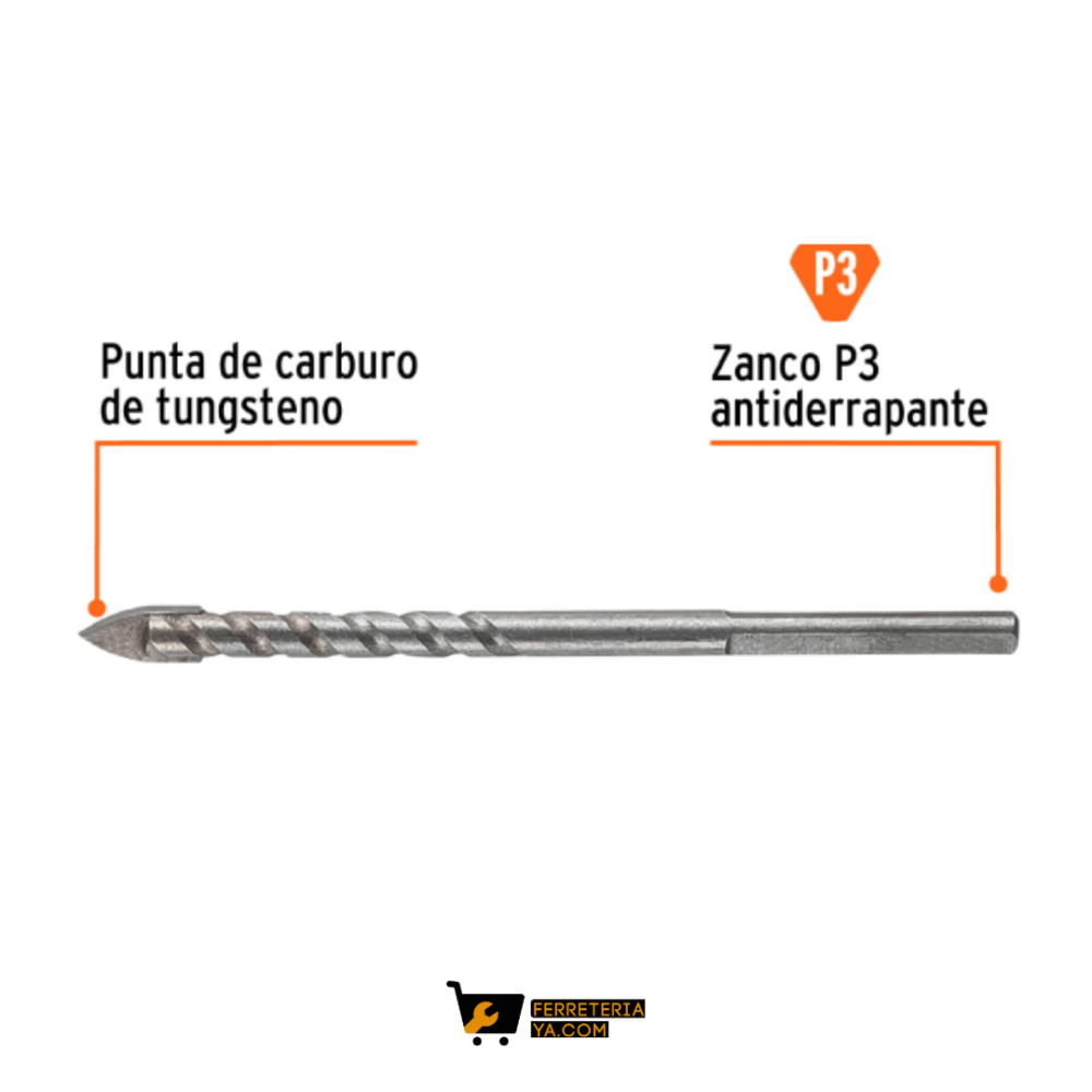 Broca para vidrio y baldosa de 1/4", truper - 11702