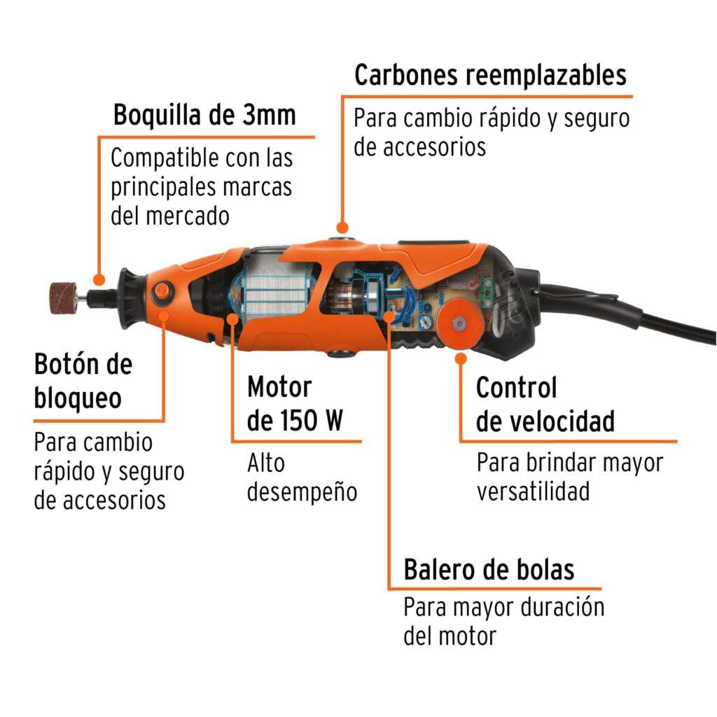 Moto tool profesional 150 W con 201 accesorios Truper - 101669 - Imagen 2
