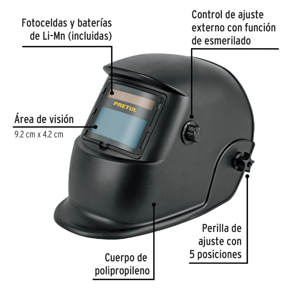 Careta electrónica para soldar, sombra 9 a 13, Pretul - 29978 - Imagen 2