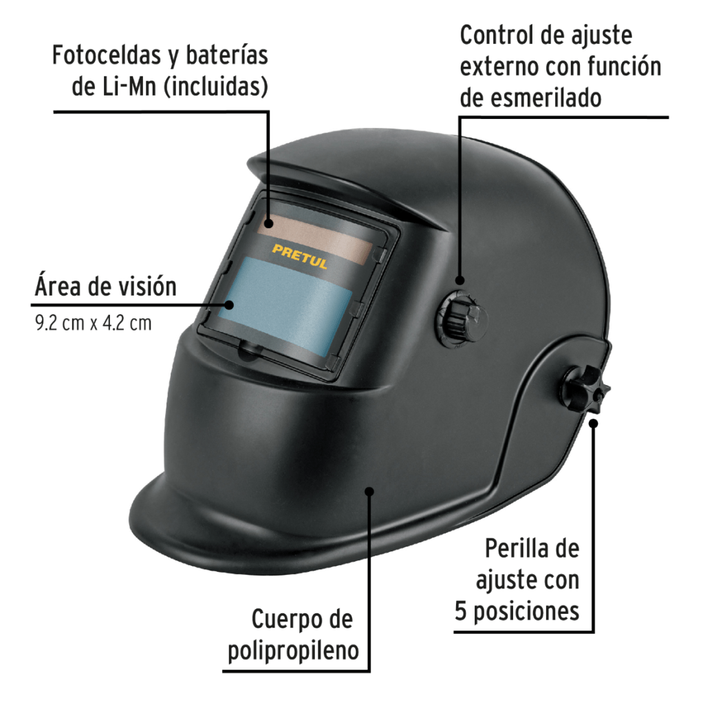 Careta electrónica para soldar, sombra 9 a 13, Pretul - 29978 - Imagen 2