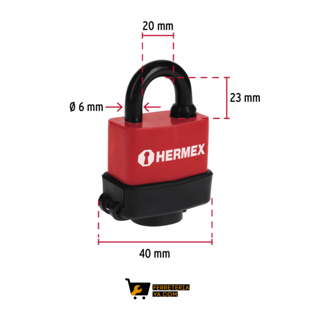 Candado Hermex Encauchetado 40mm - 43367 - Imagen 2