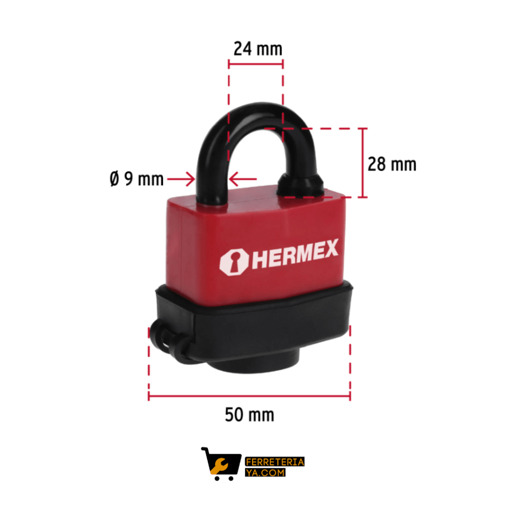 Candado Hermex Encauchetado 50mm - 43368 - Imagen 2