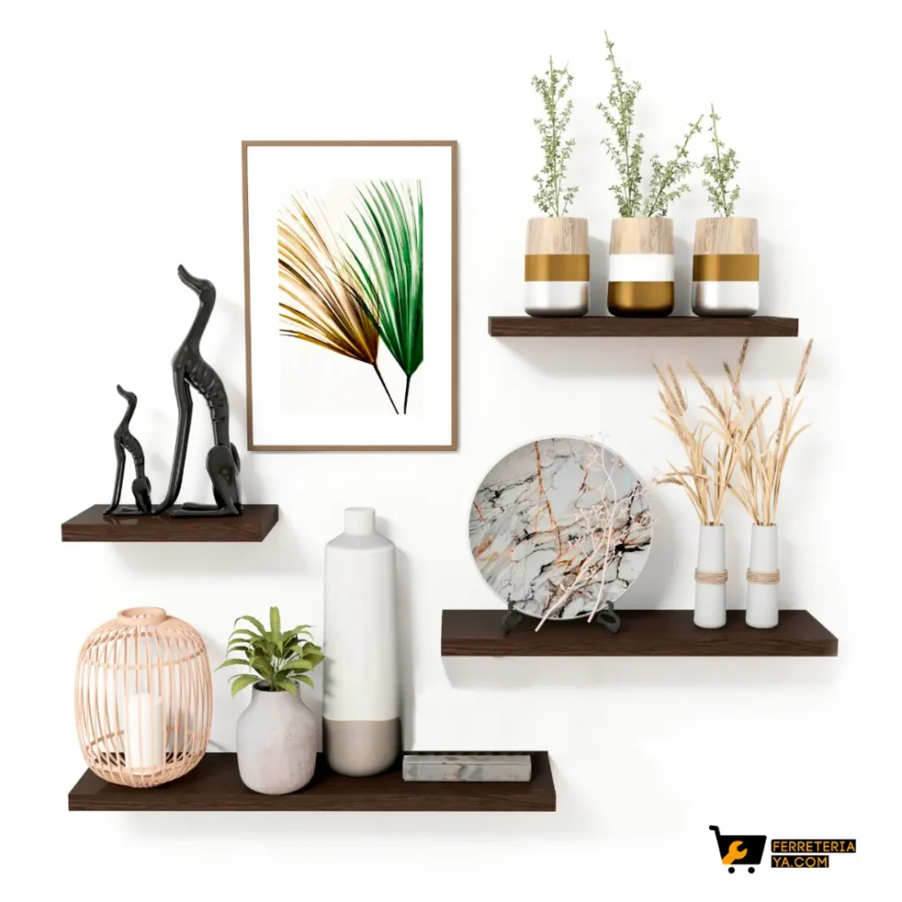 Repisas Flotantes X Set 4 Repisas Wengue Modelo 1 (49721)