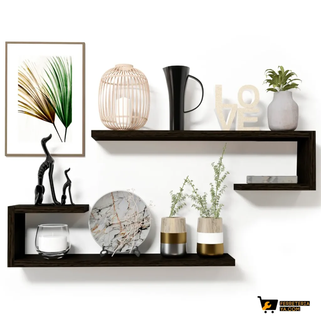 Repisas Flotantes en C X Set 2 Repisas Wengue Modelo 3 (49723)