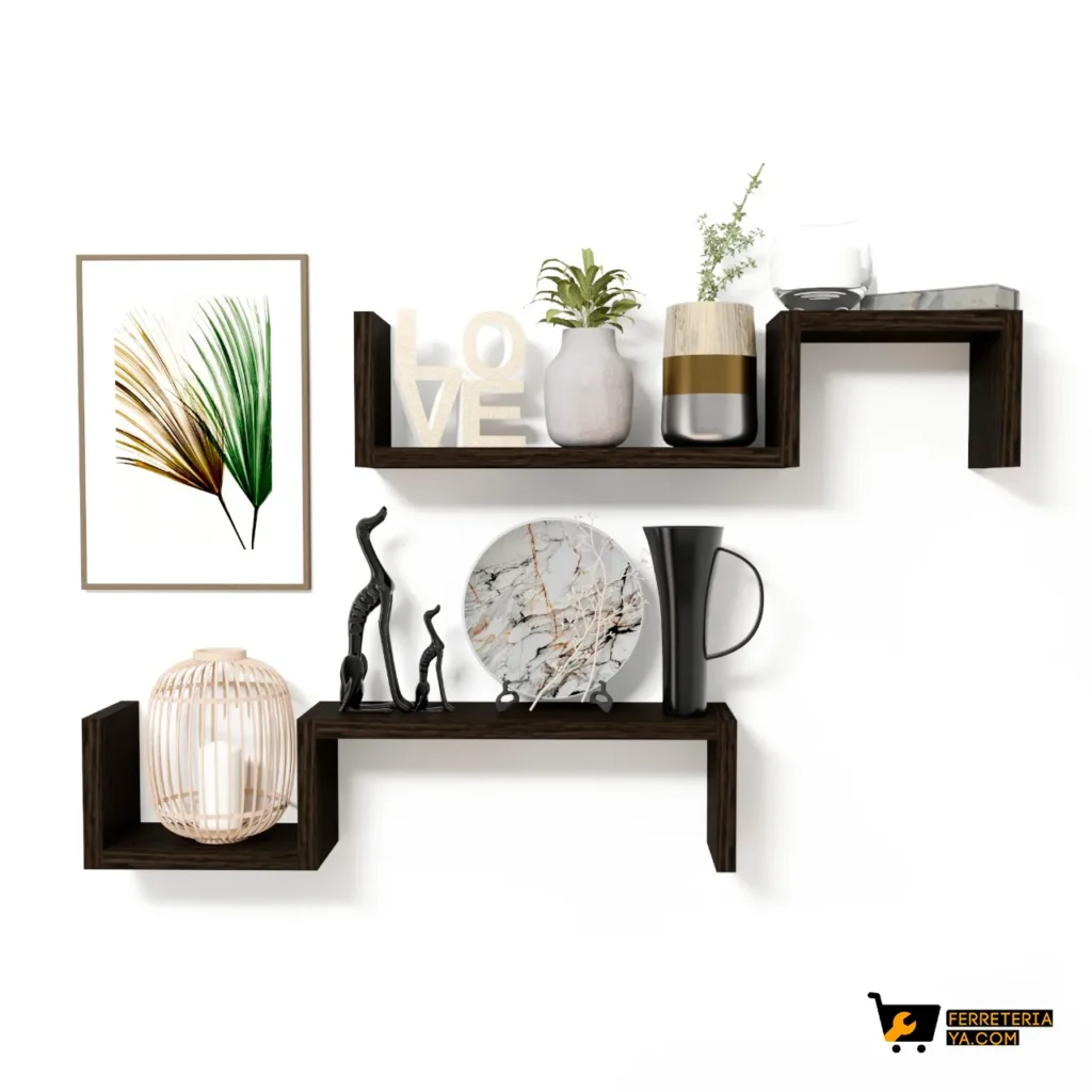 Repisas Flotantes en S X Set 2 Repisas Wengue Modelo 4 (49724)