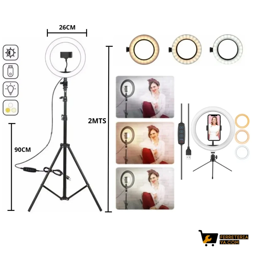 Tripode + Aro de luz led 3 colores 48785