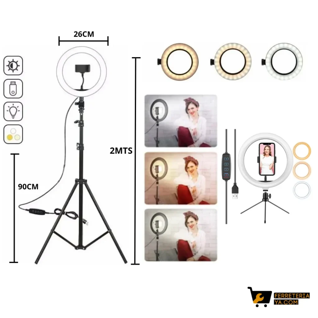 Tripode + Aro de luz led 3 colores 48785