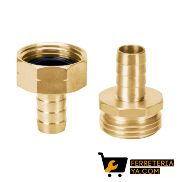 Conectores 1/2" macho y hembra de latón sólido para manguera Truper (12704)