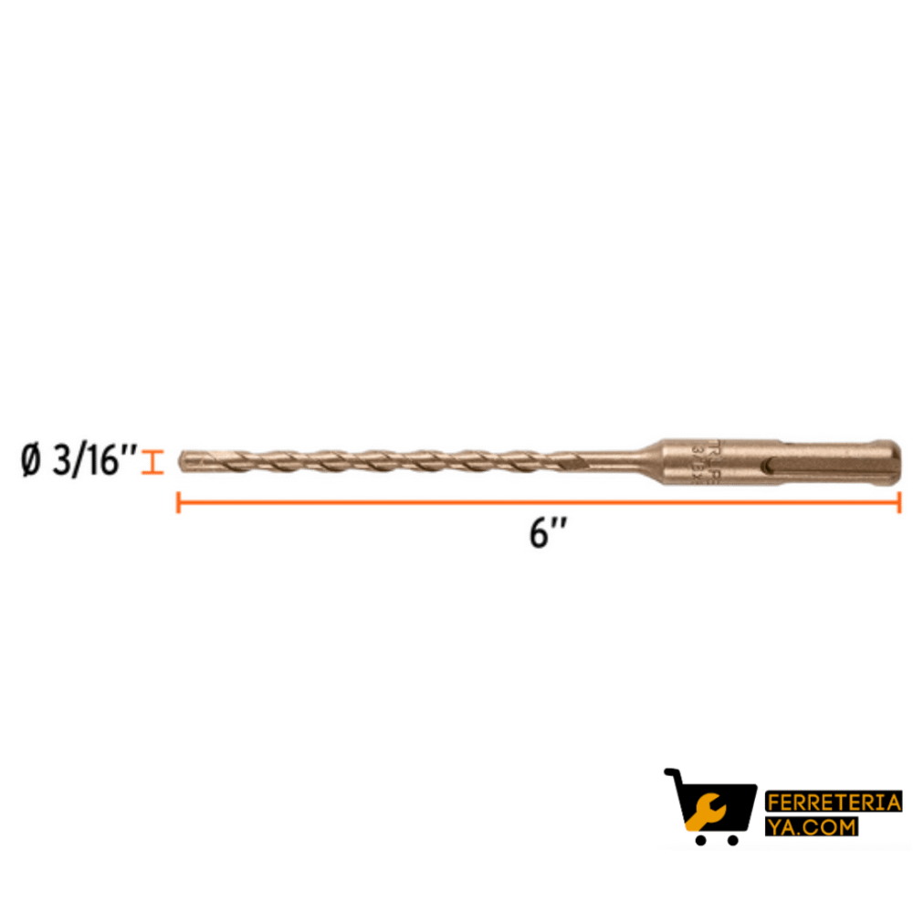 Broca SDS Plus 3/16 x 6", Truper - 101143
