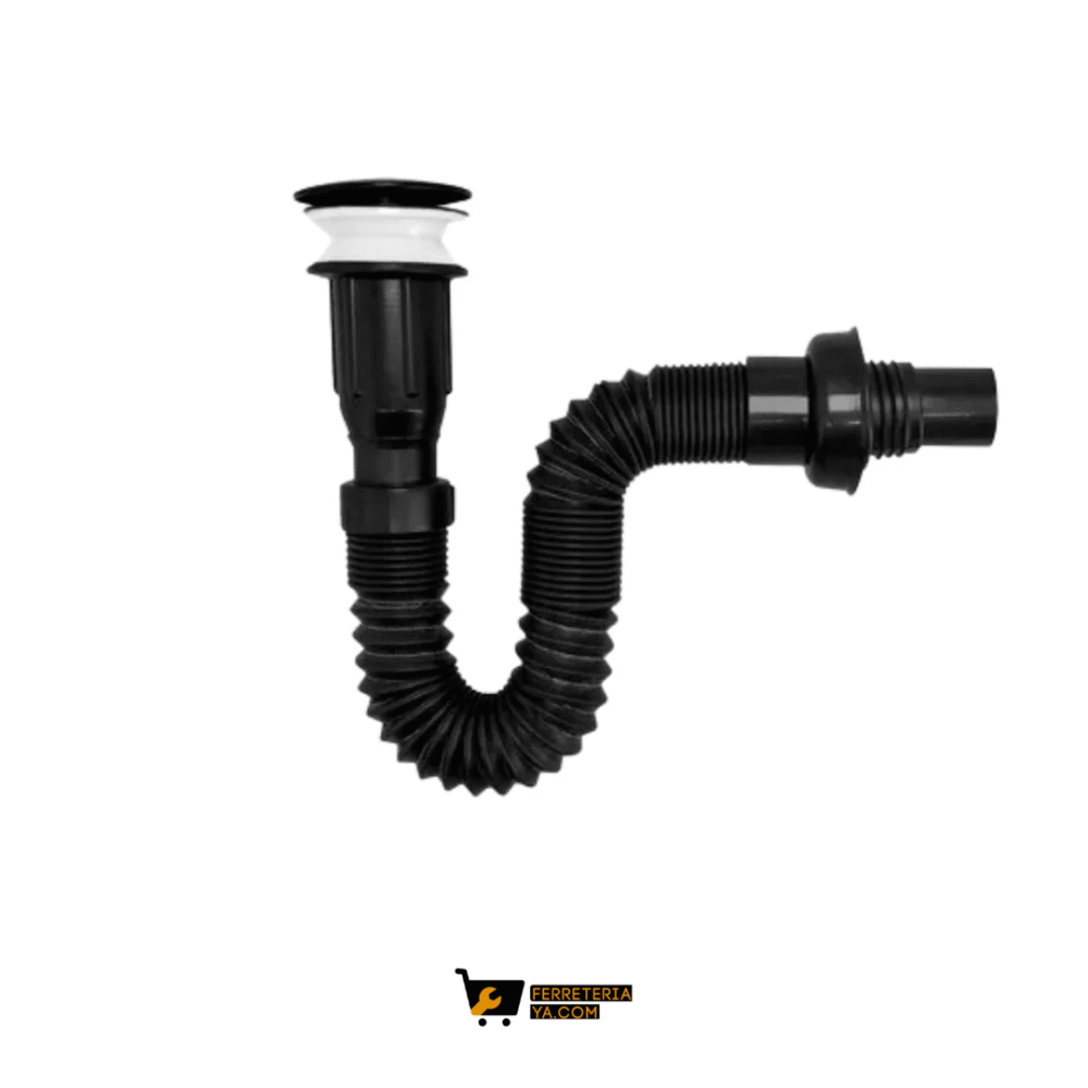 Sifon Acordeon Plastico Negro Push
