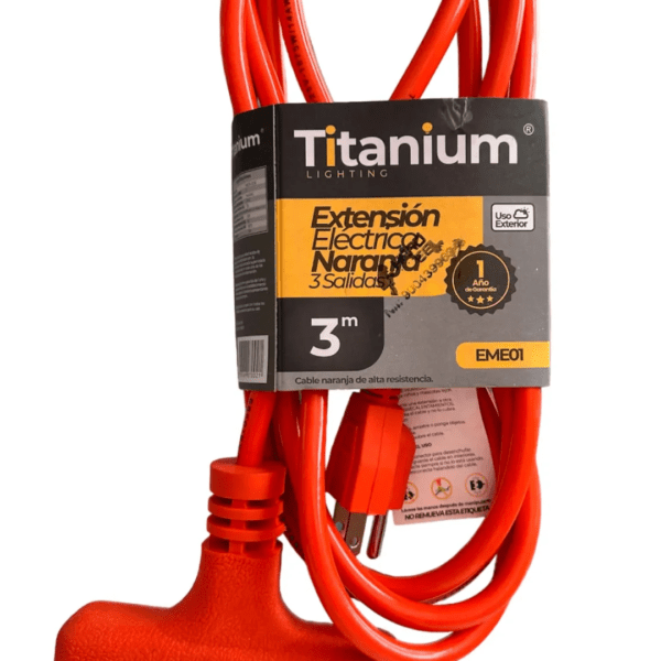 Extension Encauchetada Polo A Tierra Naranja 3 Mts 3 Salidas -50389