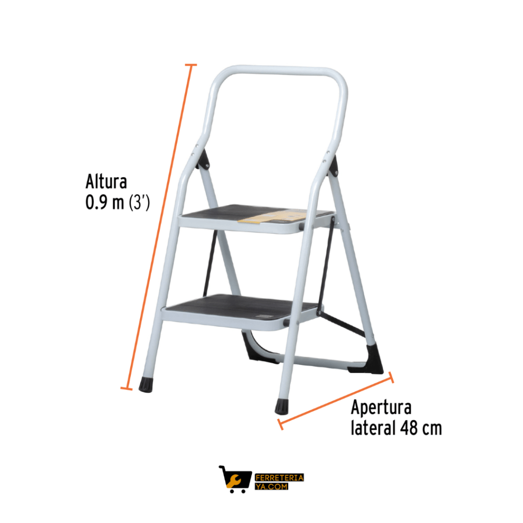 Escalera tubular, plegable, 2 peldaños, Pretul - 24118
