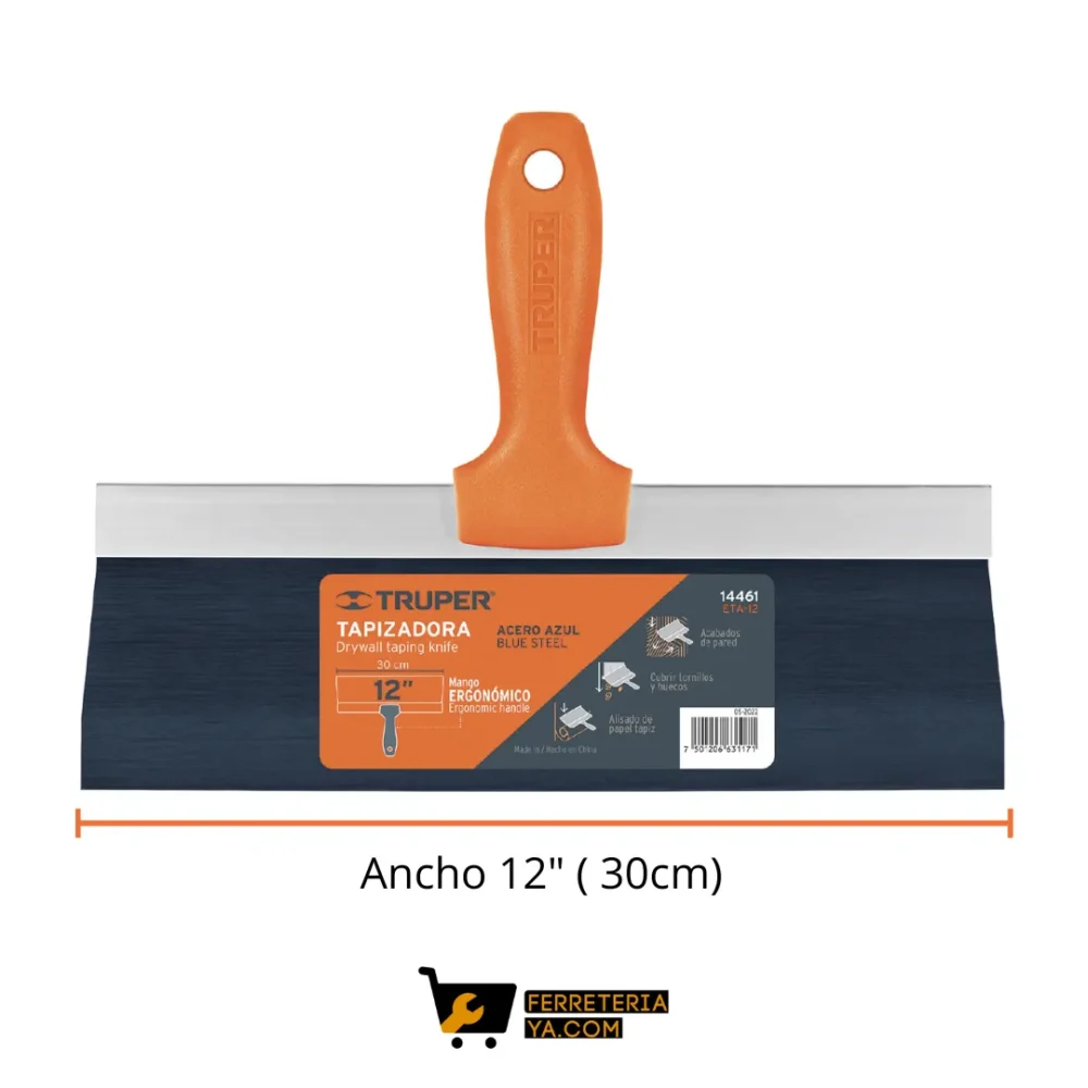 Espátula para Drywall 12" Acero al medio Carbono, Truper 14461