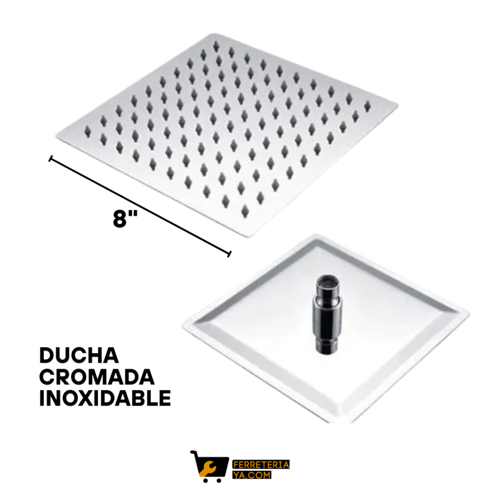 Ducha Cuadrado Cromada en Acero de Lujo 8" 50254