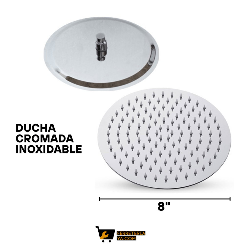 Ducha Redonda Cromada en Acero de Lujo 8" 46962