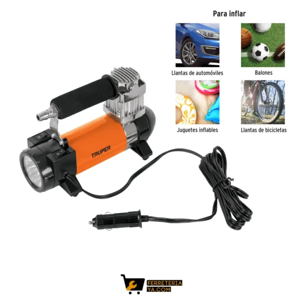 Compresor De Aire 12v Portátil Para Auto Incluye Maletín Truper 19999