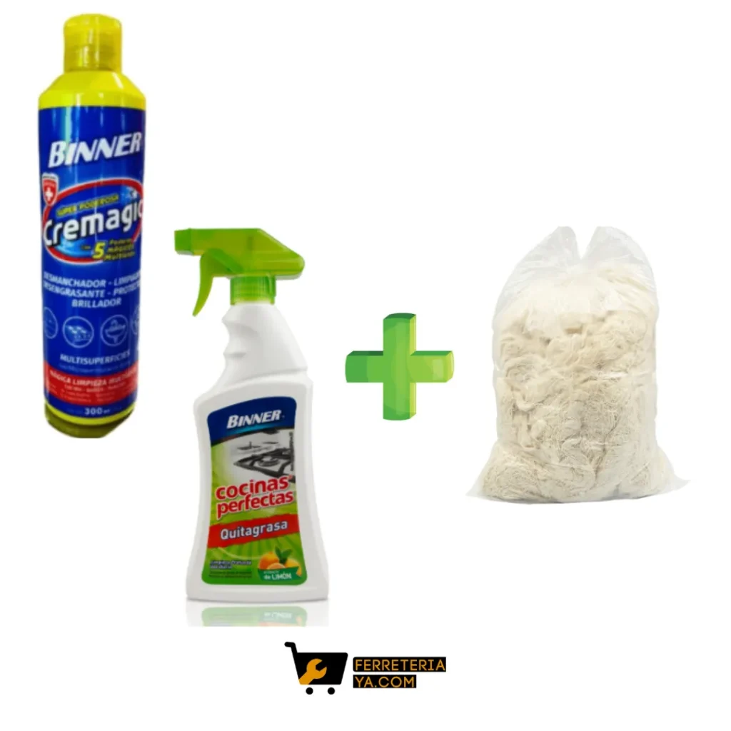 Cremagic Binner Super Poderosa 300ml + Estopa + Quitagrasa Cocinas Perfectas 500ml Binner (50216)