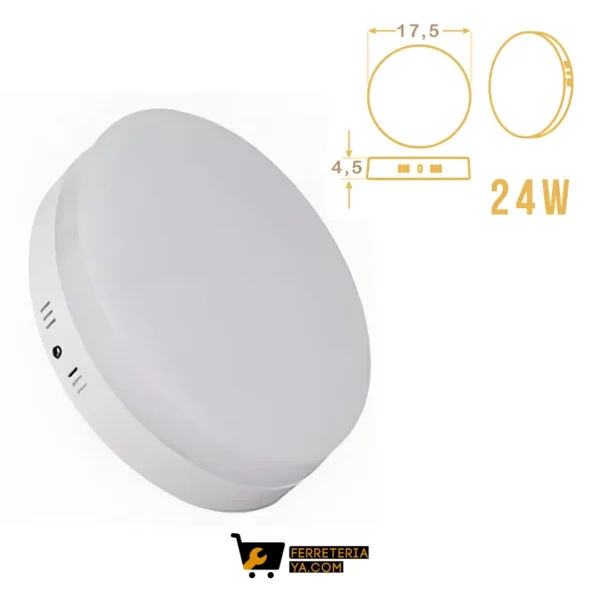 Panel Led Redondo Sobreponer Frameless 24w Blanco (50456)