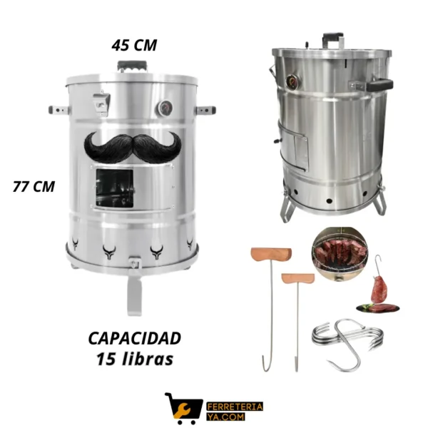 Barril Ahumador 15 Libras En Lámina De Acero Inoxidable. (50572)