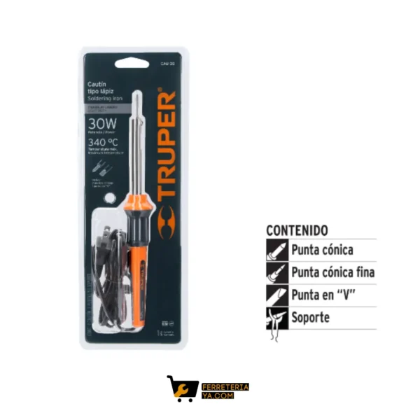 Cautin Profesional 30w + 2 Puntas Truper- (17545)