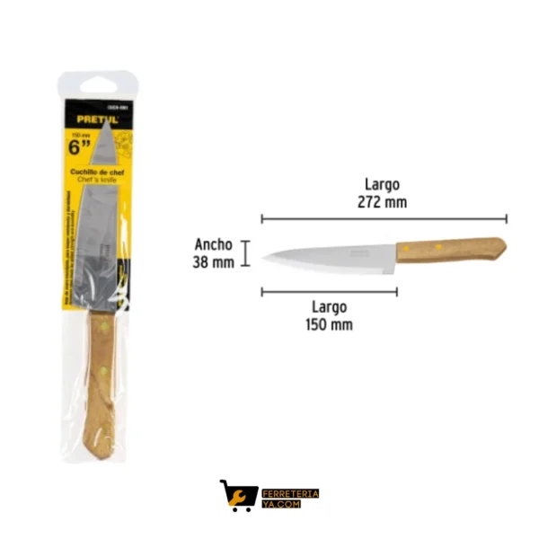 Cuchillo De Chef 6" Mango De Madera, Pretul - 23080