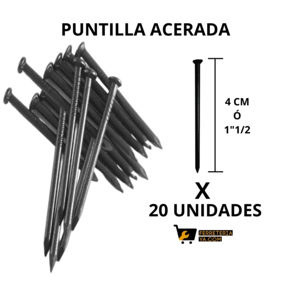 Puntilla Acerada De 4 Centímetros Ó 1"1/2 X 20 Unidades (46135)