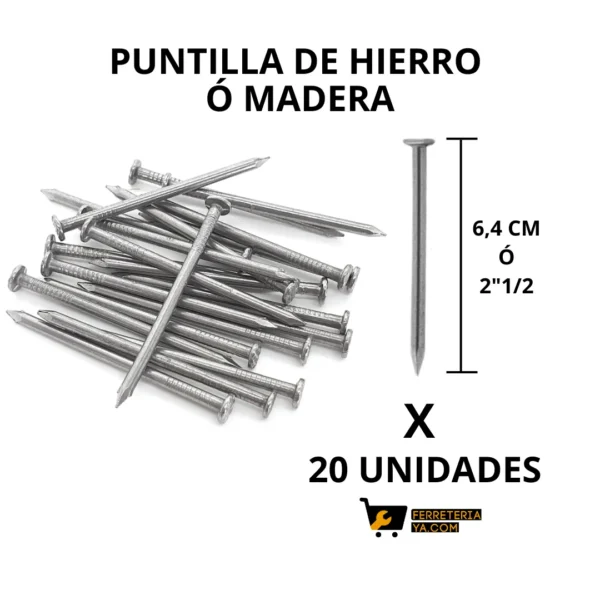 Puntilla Madera Ó Hierro 2"1/2 Ó 6,4 Centímetros X 20 Unidades (48456)