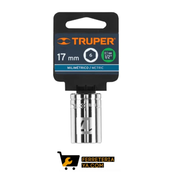 Copa ó Dado Corto de 17 Mm, 6 Puntas, Cuadro 1/2", Truper - 13267