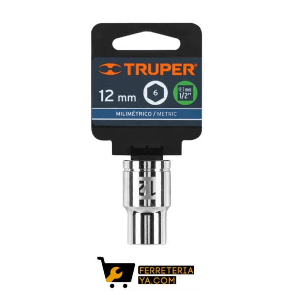 Copa ó Dado De 12 Mm, 6 Puntas, Cuadro 1/2", Truper - 13262