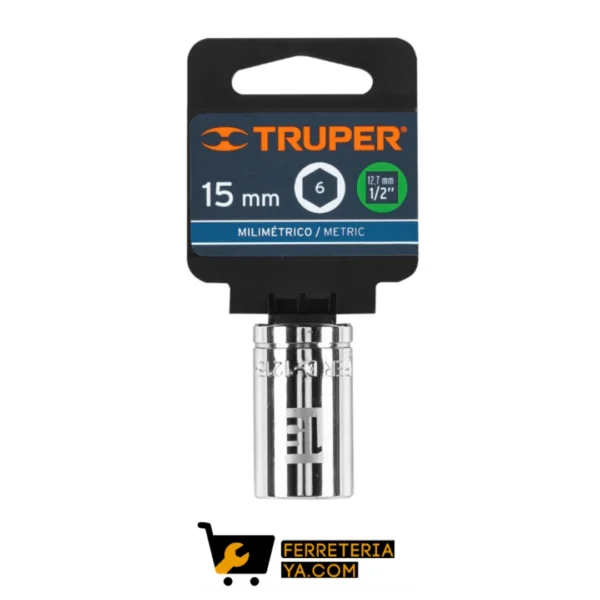 Copa ó Dado De 15 Mm, 6 Puntas, Cuadro 1/2", Truper - 13265