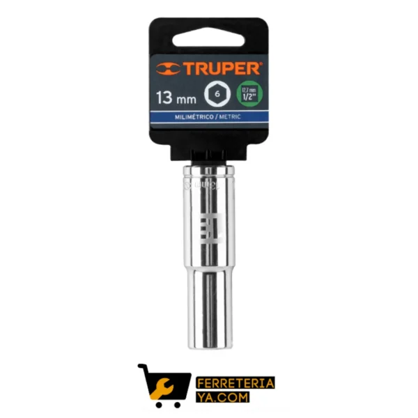 Copa ó Dado Largo De 13 Mm, 6 Puntas, Cuadro 1/2", Truper 13353