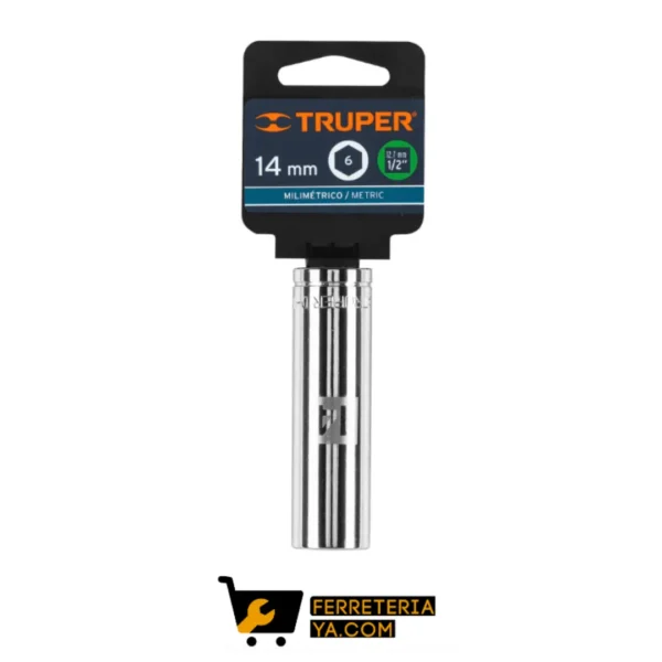 Copa ó Dado Largo De 14 Mm, 6 Puntas, Cuadro 1/2", Truper 13354