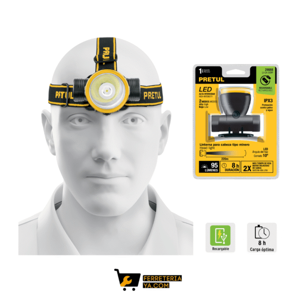 Linterna de Minero Led 95 lm, Recargable, Pretul - 29088