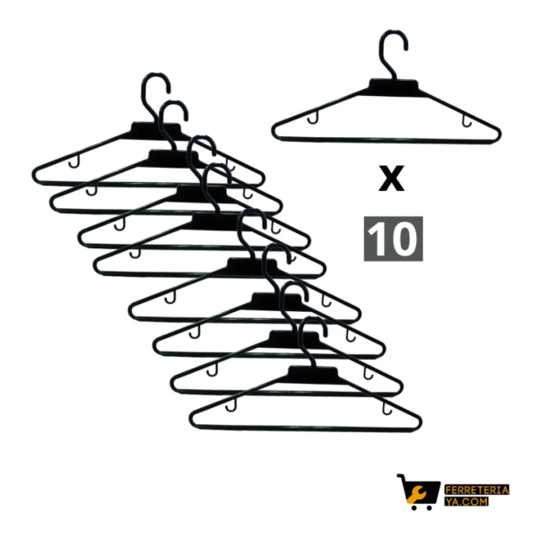 Ganchos Para Colgar Ropa Negro Paquete X 10 (49838)