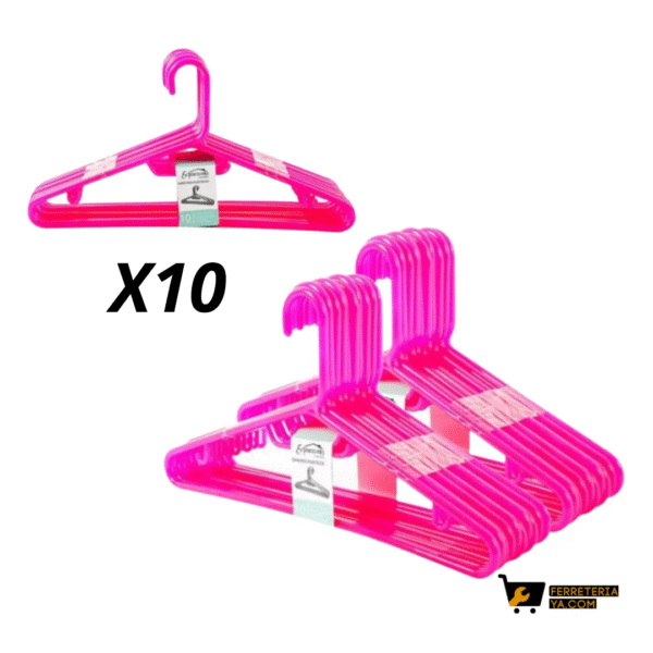 Ganchos Para Colgar Ropa Rosado Paquete X 10 (59935)