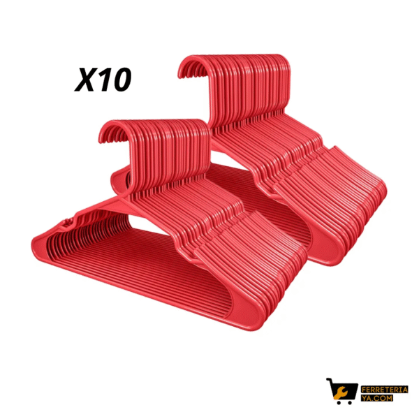 Ganchos Para Colgar Ropa Rojo Paquete X 10 (49936)