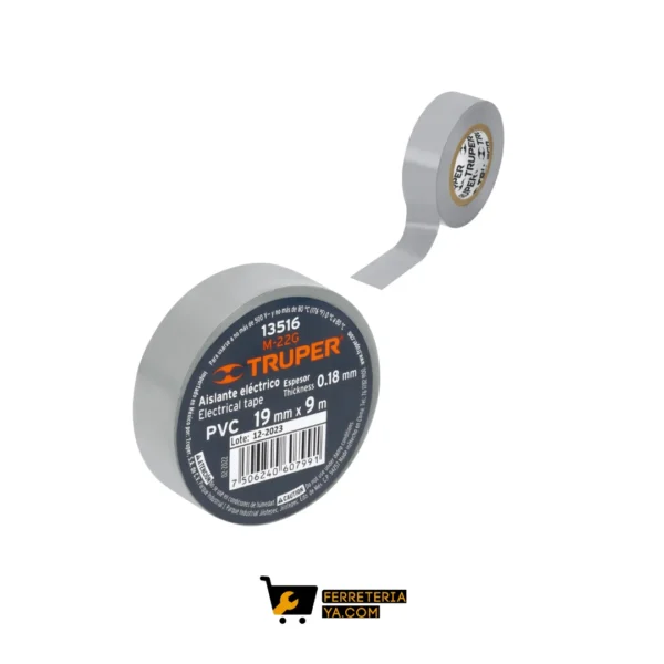 Cinta Aislante Gris de 9m X 19mm Truper   13516