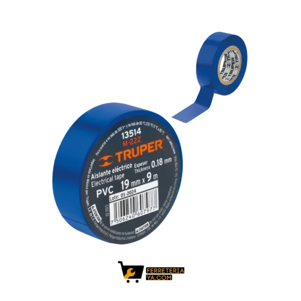 Cinta Aislante Azul de 9m X 19mm Truper   13514