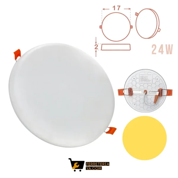 Panel led Redondo Incrustar Frameless 24W Calido