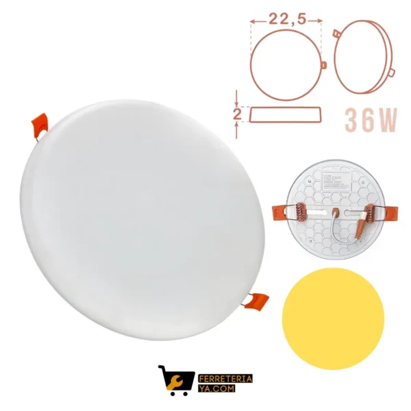 Panel led Redondo Incrustar Frameless 36W Calido