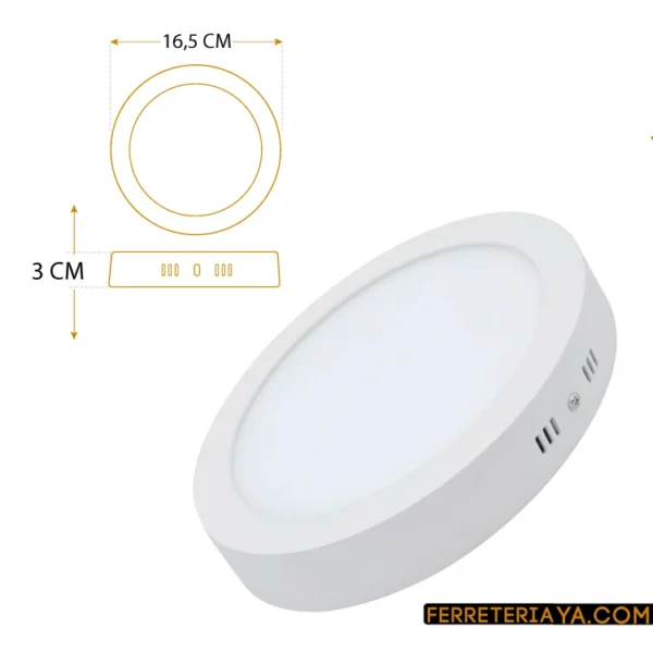 Panel Led Redondo Sobreponer 12W Luz Blanco