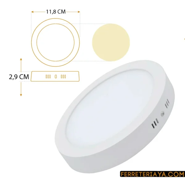 Panel Led Redondo Sobreponer 6W Luz Calida