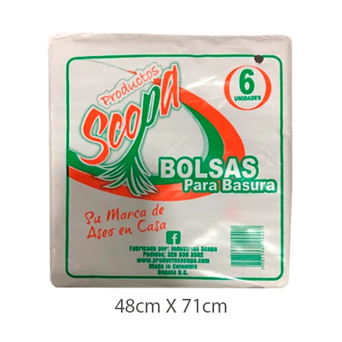 Bolsa de Basura Pequeña 48x71 CM X 6 Unidades