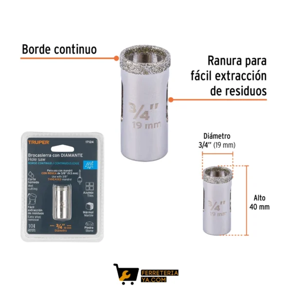 Sierra Copa Borde Continuo Diamantado 3/4 Truper   17124