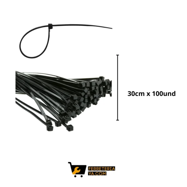 Amarre Plastico Negro Paquete 30cm x 100un