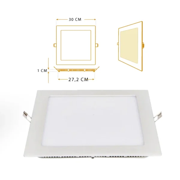 Panel Led Cuadrado Incrustar 24W Luz Calida