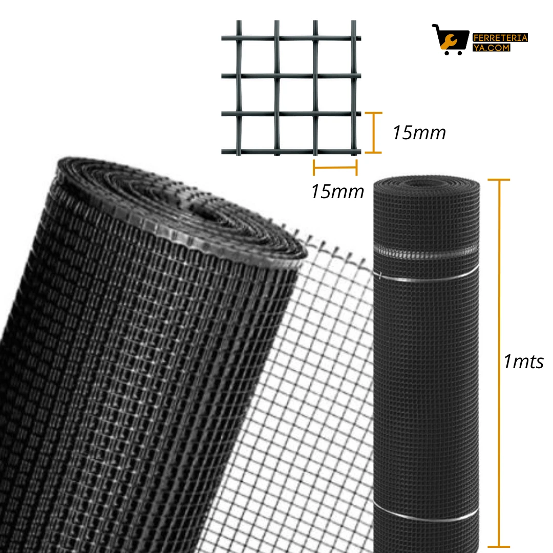 Malla Plastica Negra 15mm x 15mm x 1mts